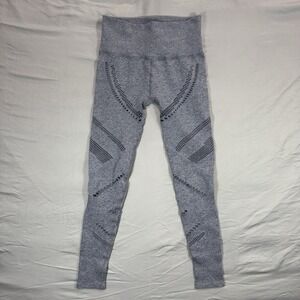 Alo Yoga High Waist Rib Seamless Radiance Laser Cut Leggings Gray Women's Medium